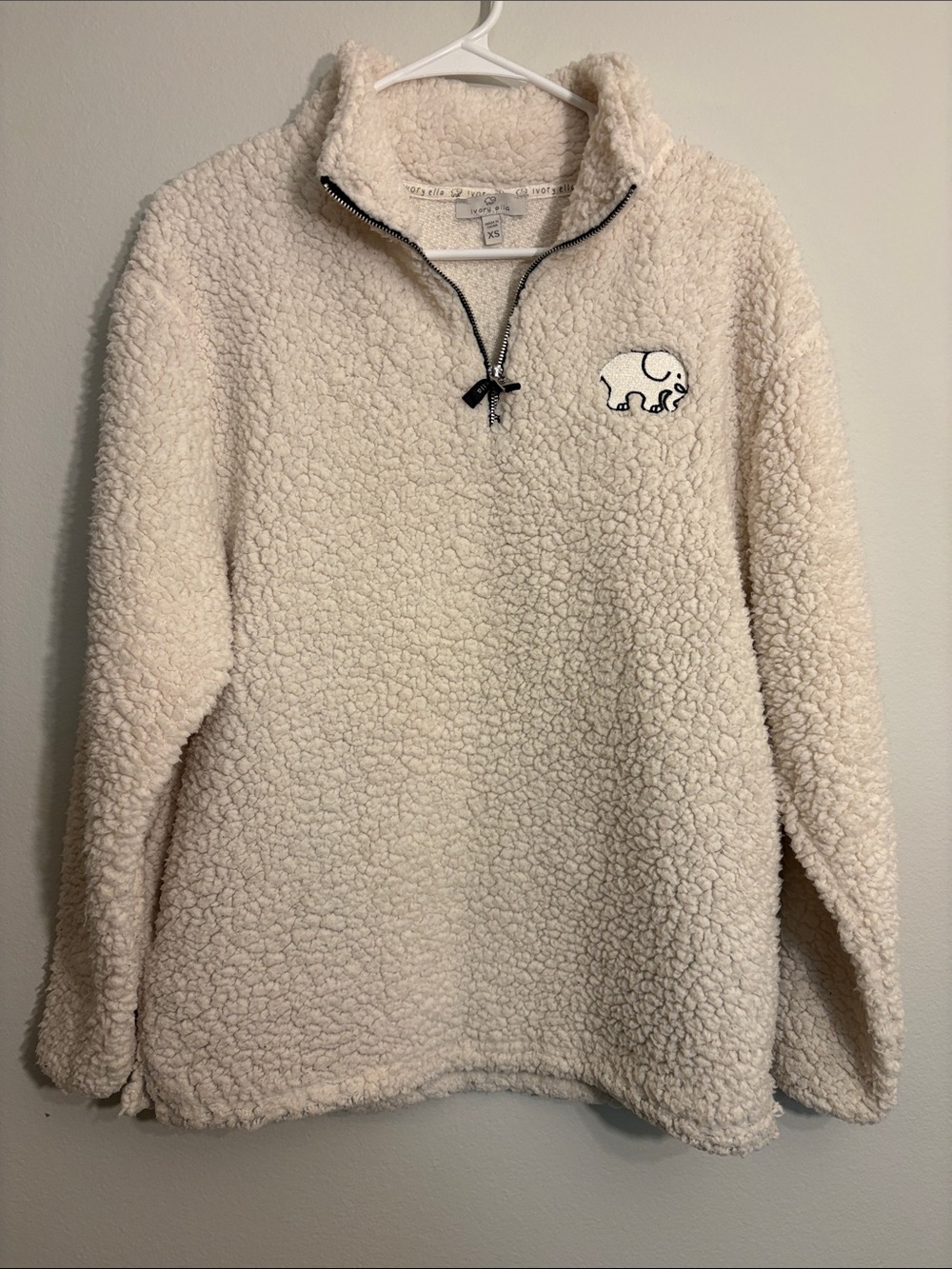 Ivory Ella Sherpa Quarter-Zip Pullover chunky fleece